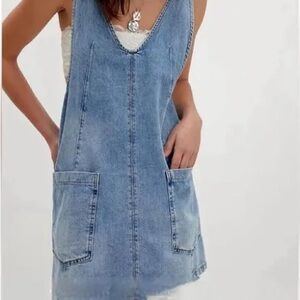 We The Free Denim Blue Mini Dress